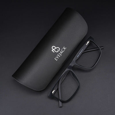 Eyejack Rush Matt Black Square Eyeglasses for Men & Women (1007CL701-C7)