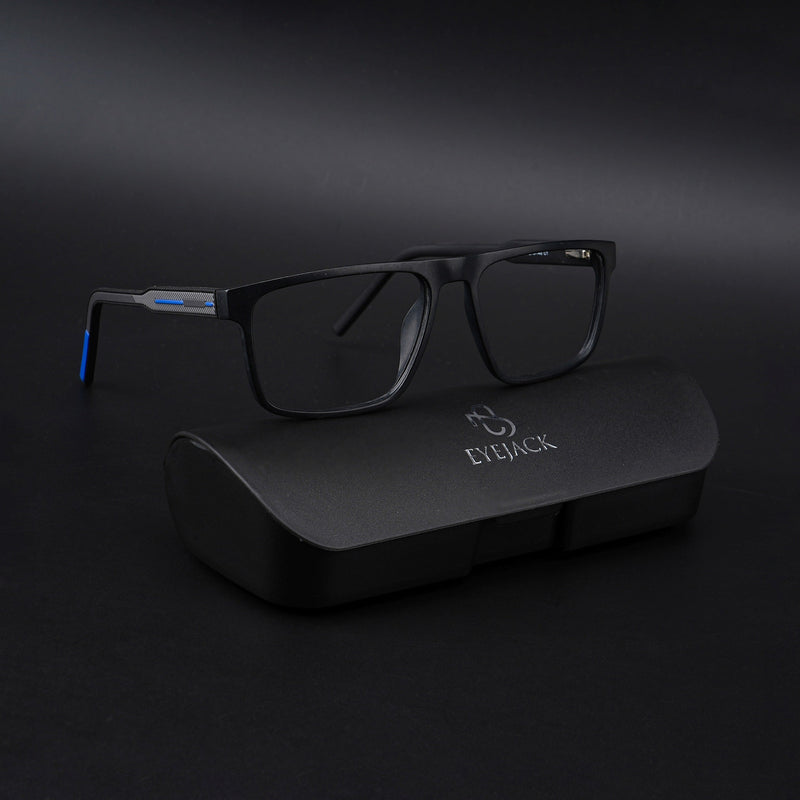 Eyejack Rush Matt Black Square Eyeglasses for Men & Women (1007CL701-C7)