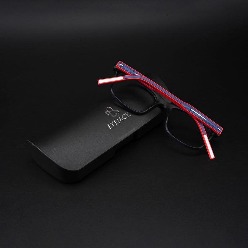 Eyejack Rush Navy Blue Square Eyeglasses for Men & Women (1008CL707-C3)