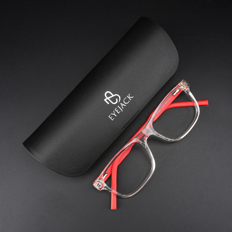Eyejack Rush Transparent Square Eyeglasses for Men & Women (1008CL708-C4)