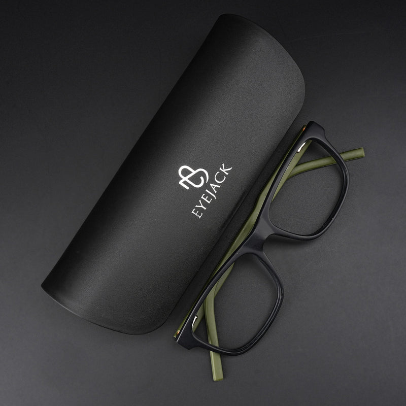 Eyejack Rush Matt Black Square Eyeglasses for Men & Women (1008CL709-C5)
