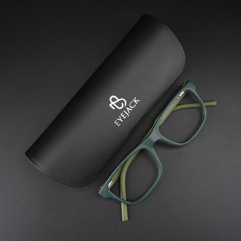 Eyejack Rush Green Square Eyeglasses for Men & Women (1008CL710-C6)