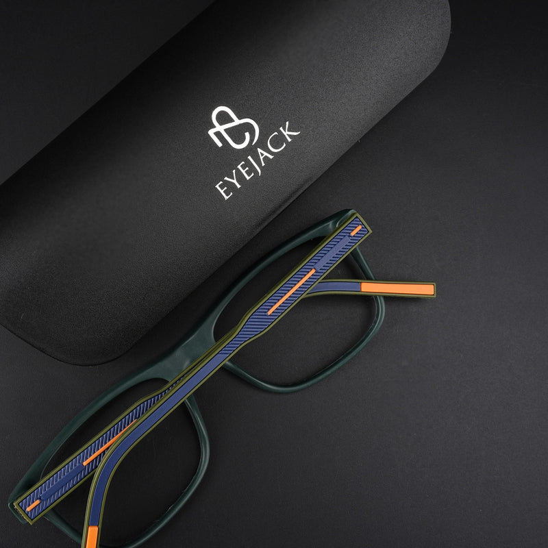 Eyejack Rush Green Square Eyeglasses for Men & Women (1008CL710-C6)