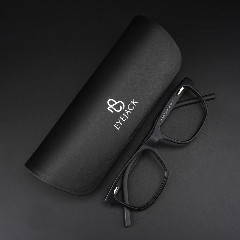 Eyejack Rush Matt Black Square Eyeglasses for Men & Women (1008CL711-C7)