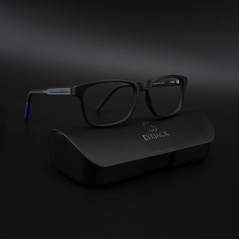 Eyejack Rush Matt Black Square Eyeglasses for Men & Women (1008CL711-C7)
