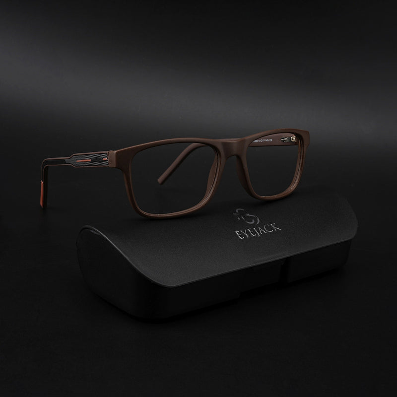 Eyejack Rush Matt Brown Square Eyeglasses for Men & Women (1008CL714-C10)