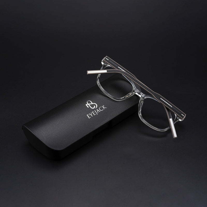 Eyejack Rush Transparent Square Eyeglasses for Men & Women (1009CL716-C2)