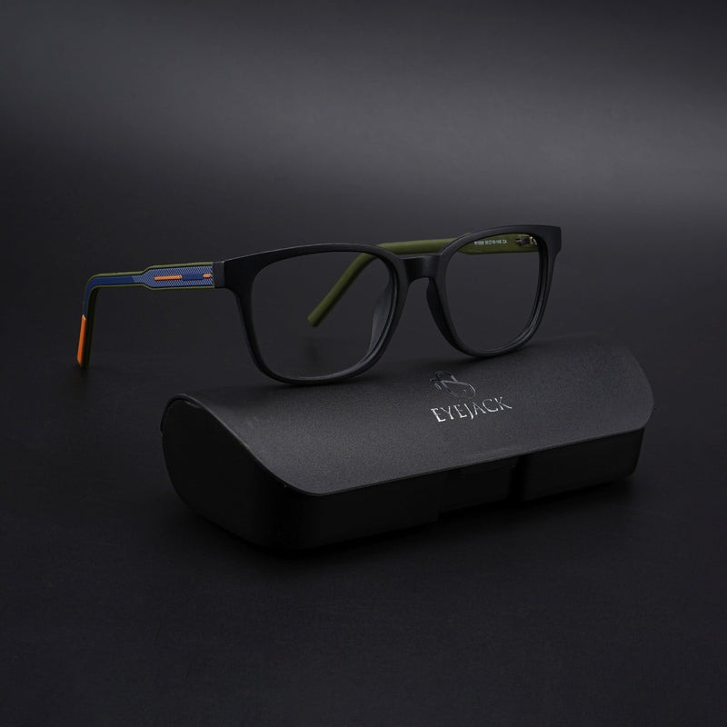 Eyejack Rush Matt Black Square Eyeglasses for Men & Women (1009CL719-C5)