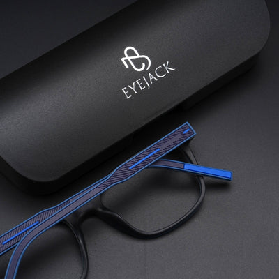 Eyejack Rush Navy Blue Square Eyeglasses for Men & Women (1009CL722-C8)