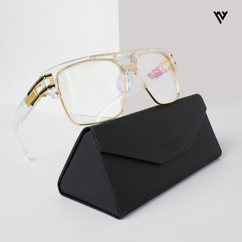 Voyage Exclusive Transparent & Golden Wayfarer Eyeglasses for Men & Women (97123MG5247-C2)