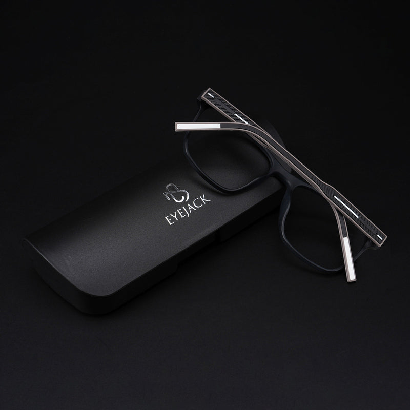 Eyejack Rush Matt Black Square Eyeglasses for Men & Women (1010CL725-C1)