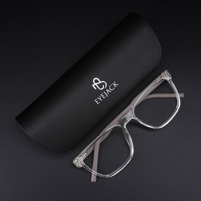 Eyejack Rush Transparent Square Eyeglasses for Men & Women (1010CL726-C2)