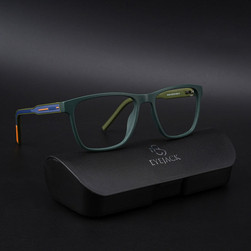 Eyejack Rush Green Square Eyeglasses for Men & Women (1010CL730-C6)