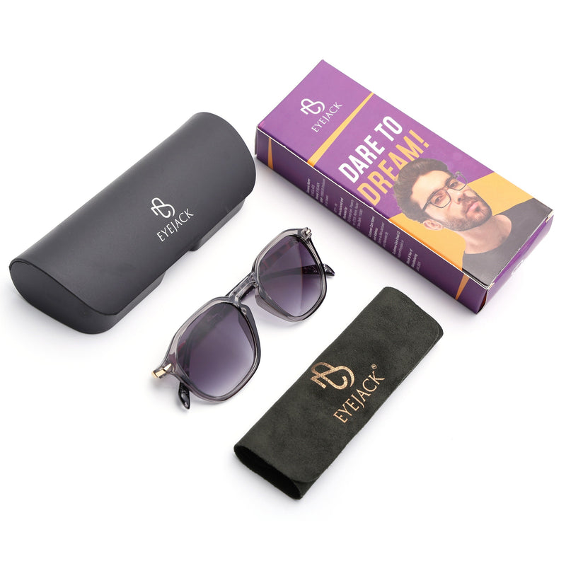 Eyejack Transparent Grey Square Sunglasses for Men & Women (1115CL1086)