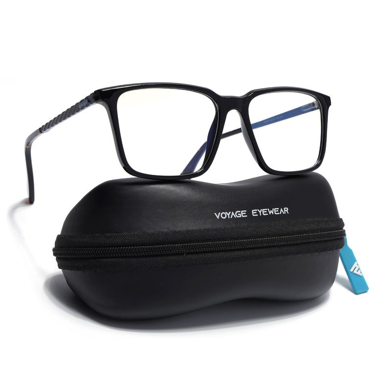 Voyage Shine Black Square Eyeglasses for Men & Women (116003FMG7017-C1)