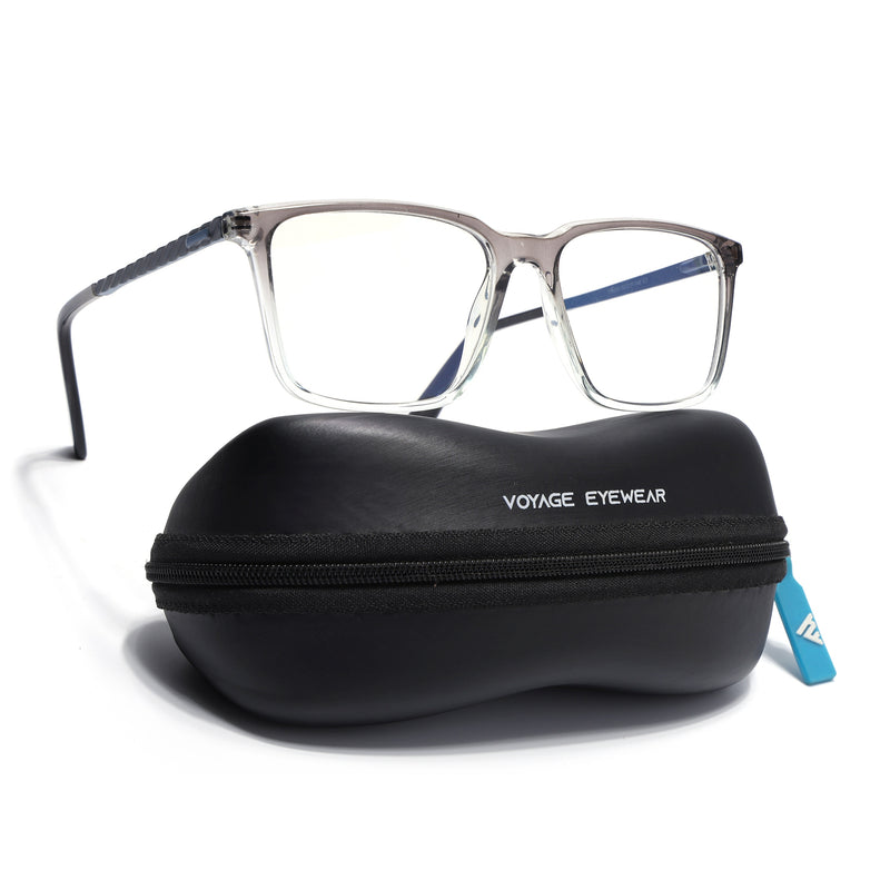 Voyage Grey & Clear Square Eyeglasses for Men & Women (116003FMG7018-C2)