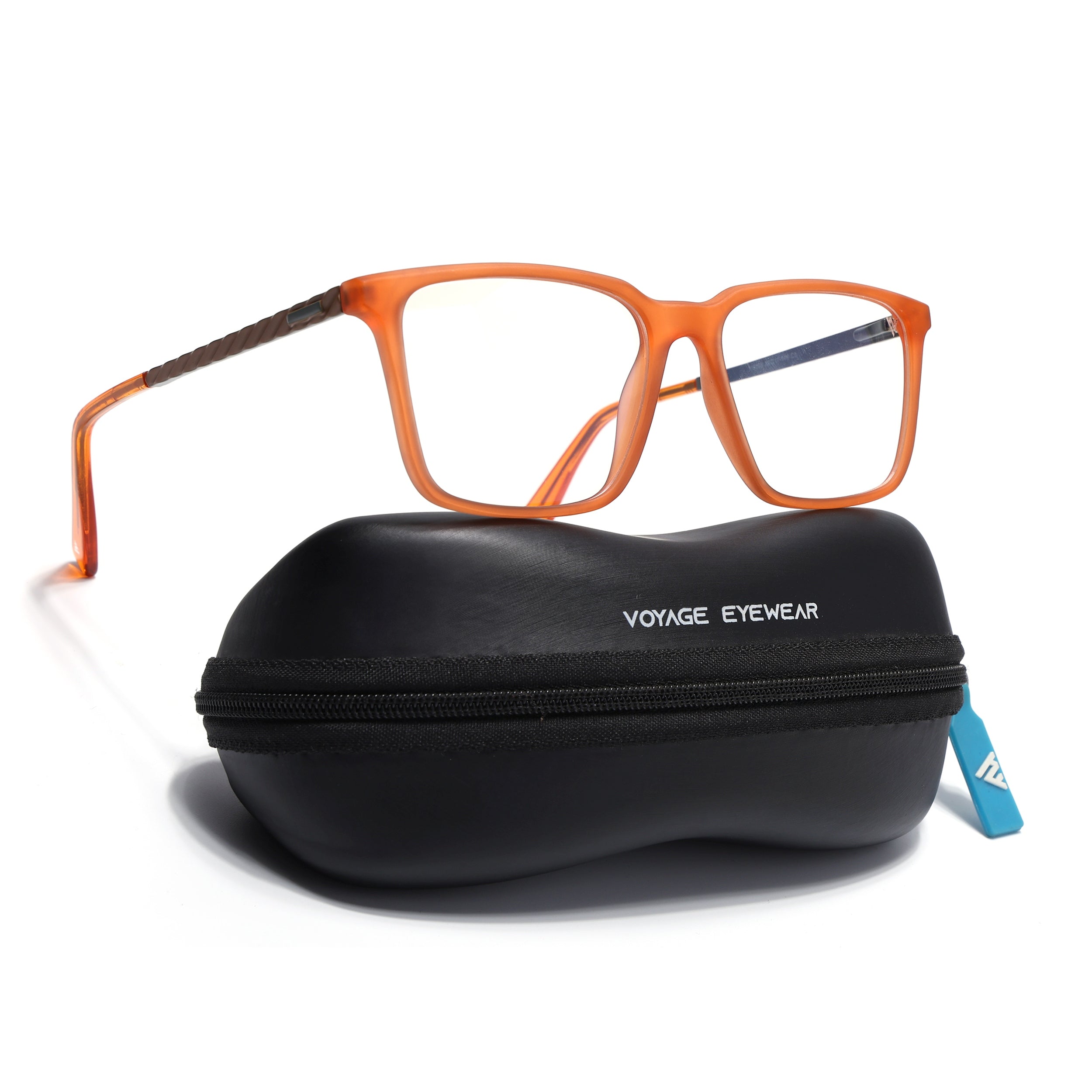 Voyage Orange Square Eyeglasses for Men & Women (116003FMG7019-C3)