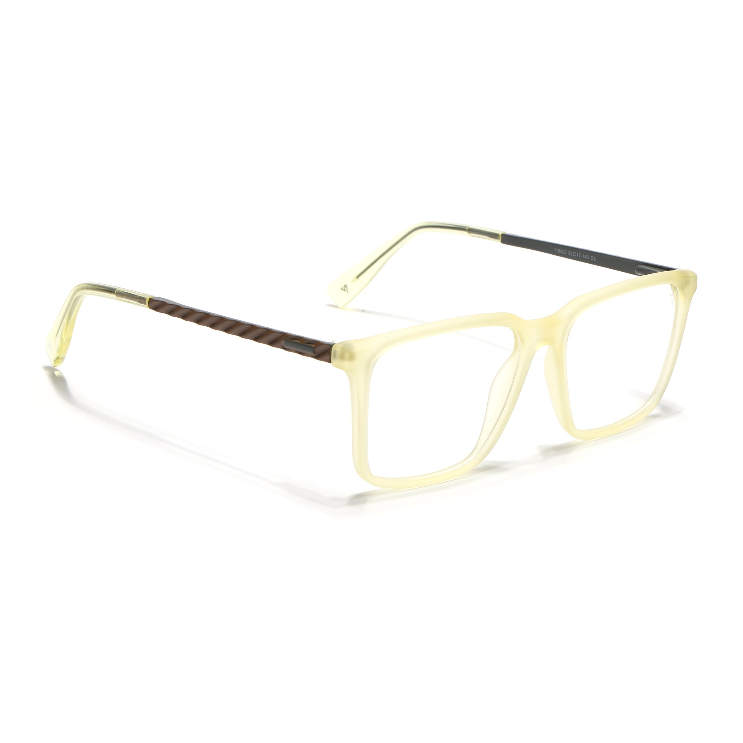 Voyage Light Yellow Square Eyeglasses for Men & Women (116003FMG7020-C4)