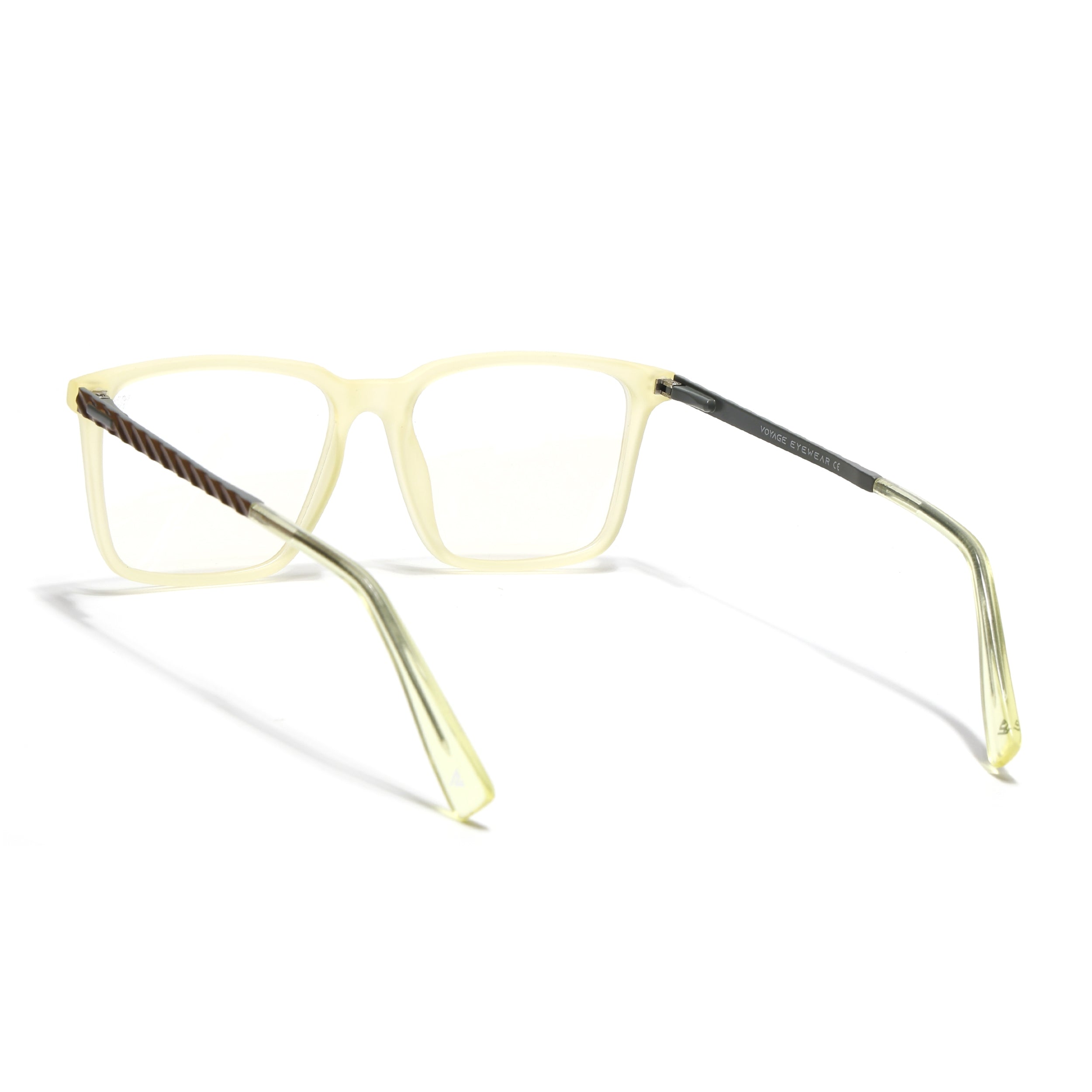 Voyage Light Yellow Square Eyeglasses for Men & Women (116003FMG7020-C4)