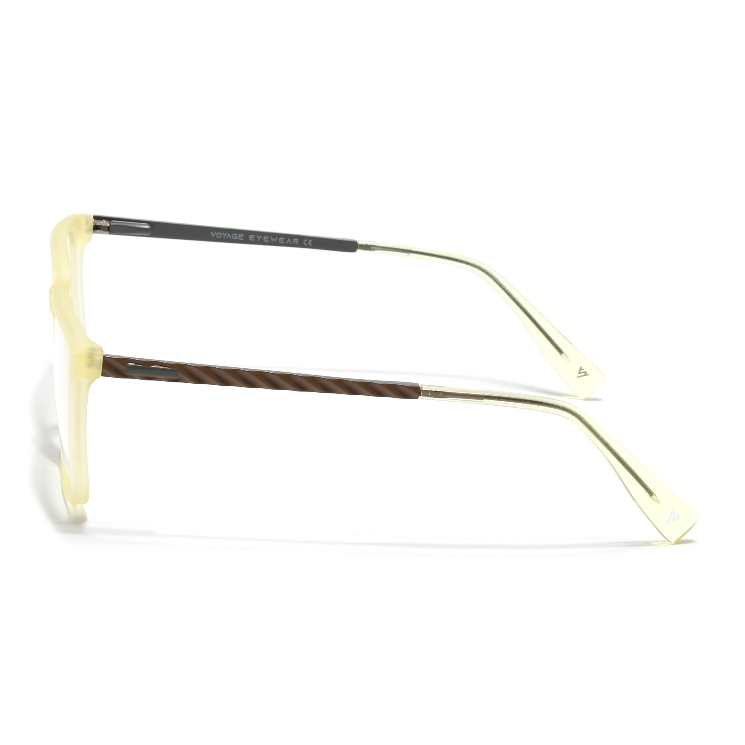Voyage Light Yellow Square Eyeglasses for Men & Women (116003FMG7020-C4)