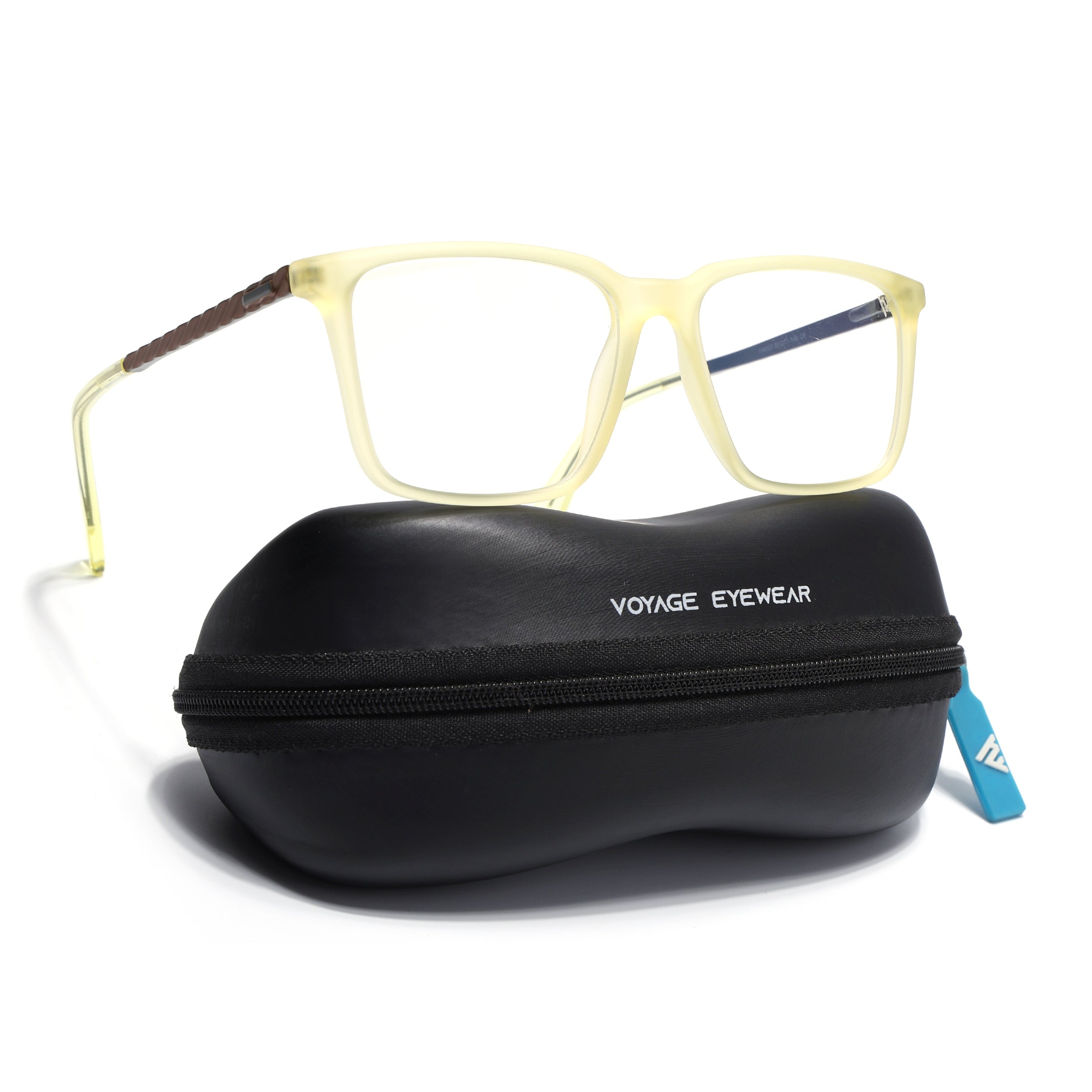 Voyage Light Yellow Square Eyeglasses for Men & Women (116003FMG7020-C4)