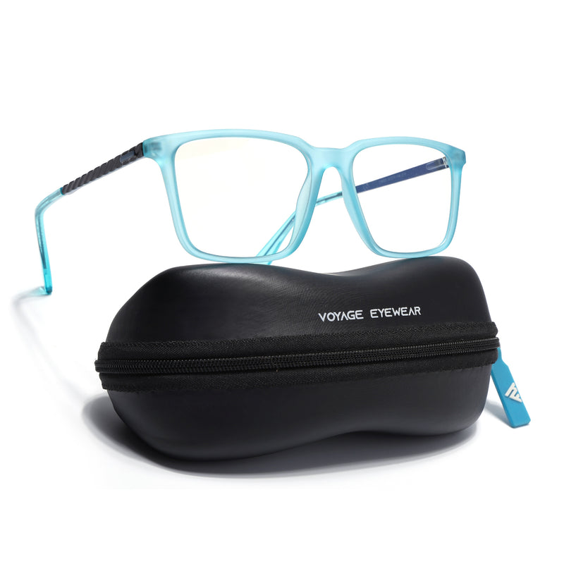 Voyage Sea Blue Square Eyeglasses for Men & Women (116003FMG7021-C5)