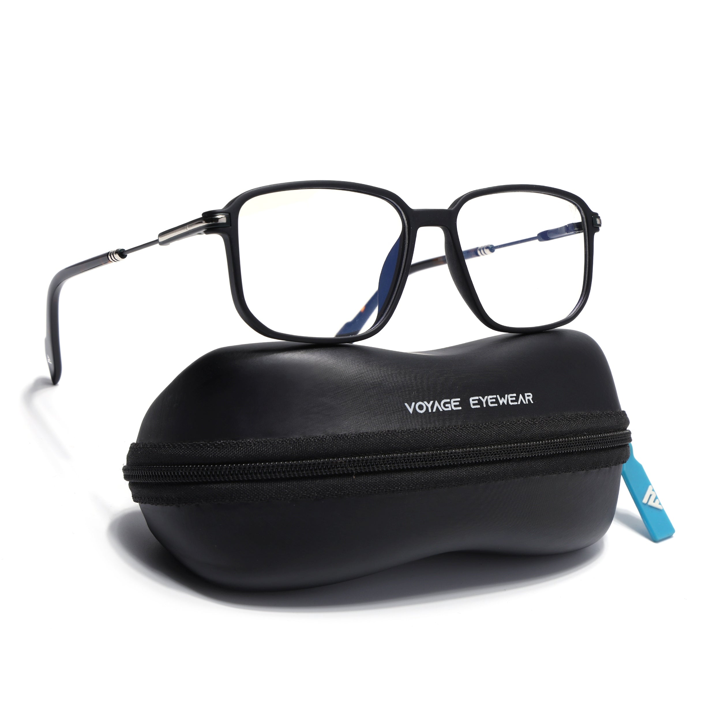 Voyage Matt Black Square Eyeglasses for Men & Women (116006FMG7022-C1)