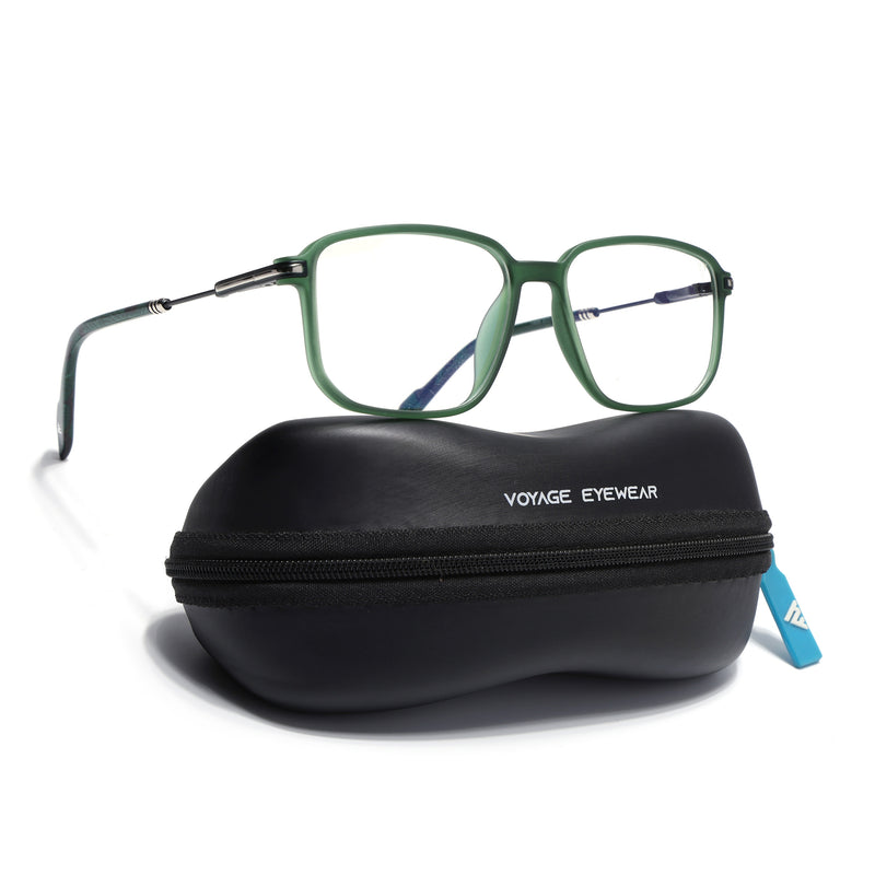 Voyage Green Square Eyeglasses for Men & Women (116006FMG7024-C3)