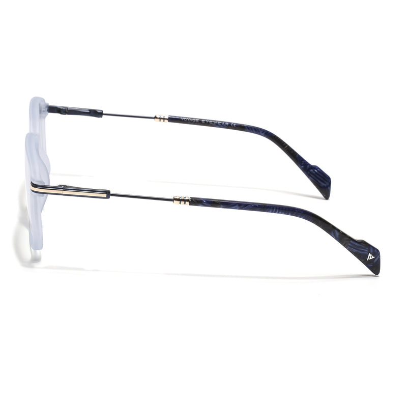 Voyage Light Matt Blue Square Eyeglasses for Men & Women (116006FMG7025-C4)