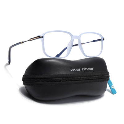 Voyage Light Matt Blue Square Eyeglasses for Men & Women (116006FMG7025-C4)