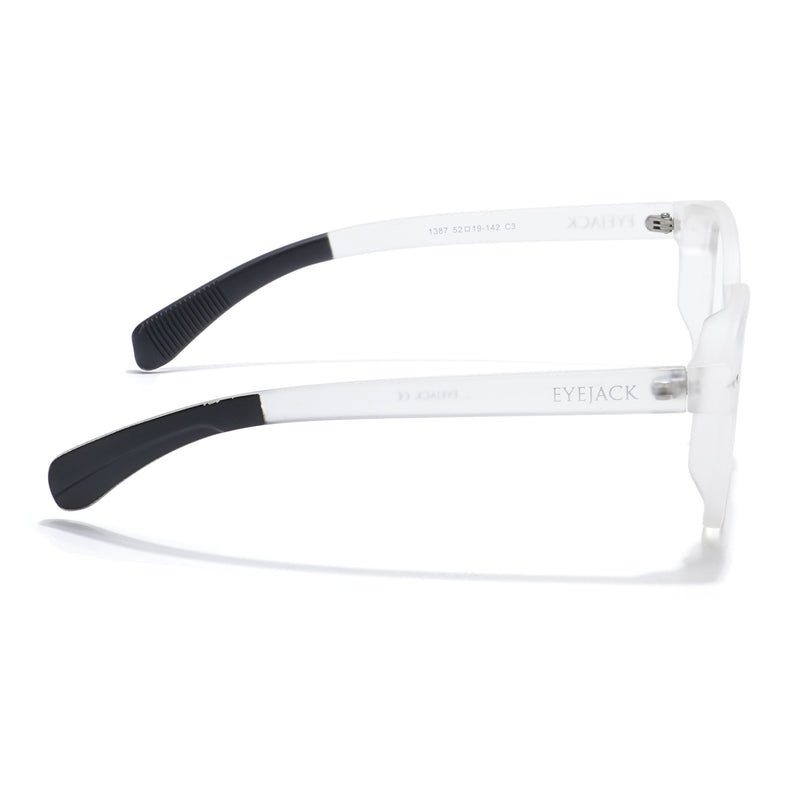 Eyejack Thunder Matt Transparent Round Eyeglasses for Men & Women (1387CL562-C4)