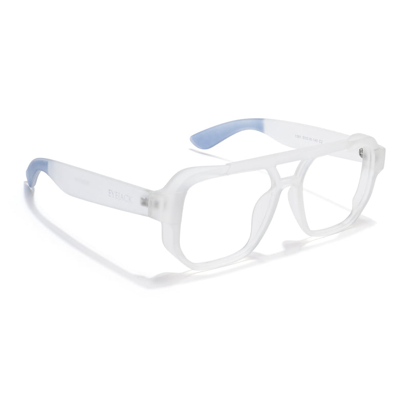 Eyejack Thunder Matt Transparent Wayfarer Eyeglasses for Men & Women (1391CL582-C4)