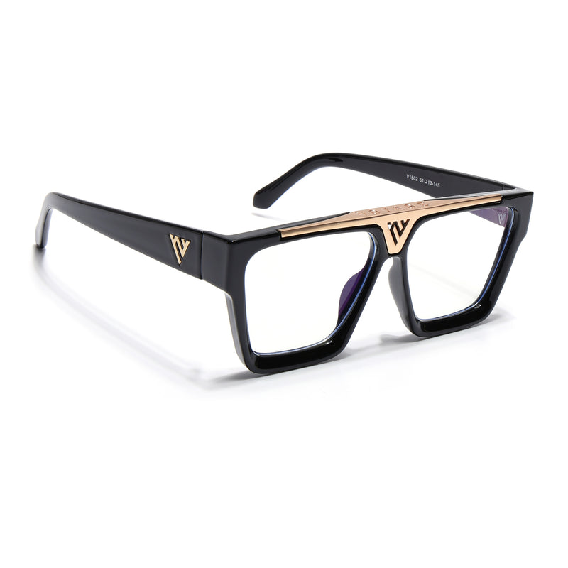 Voyage Exclusive Shine Black & Golden Wayfarer Eyeglasses for Men & Women (1502MG5406-C1)