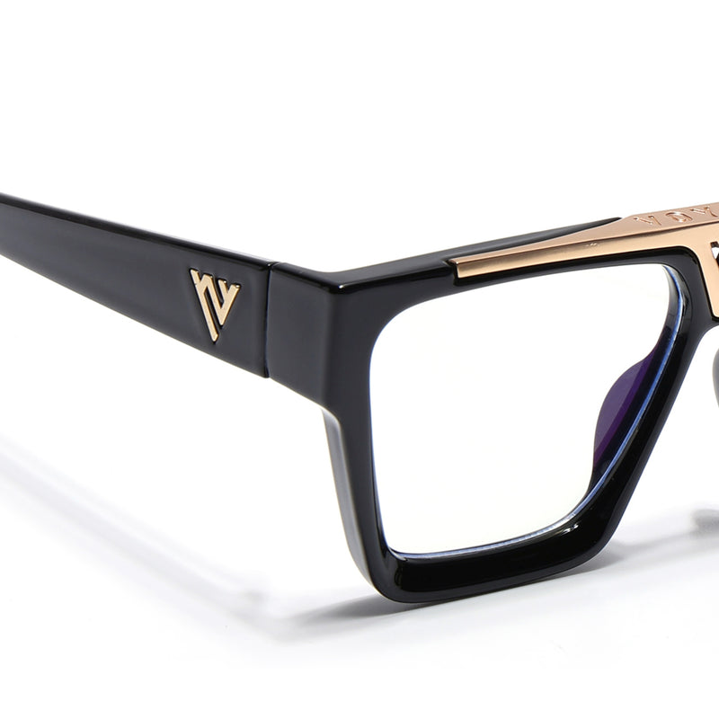 Voyage Exclusive Shine Black & Golden Wayfarer Eyeglasses for Men & Women (1502MG5406-C1)