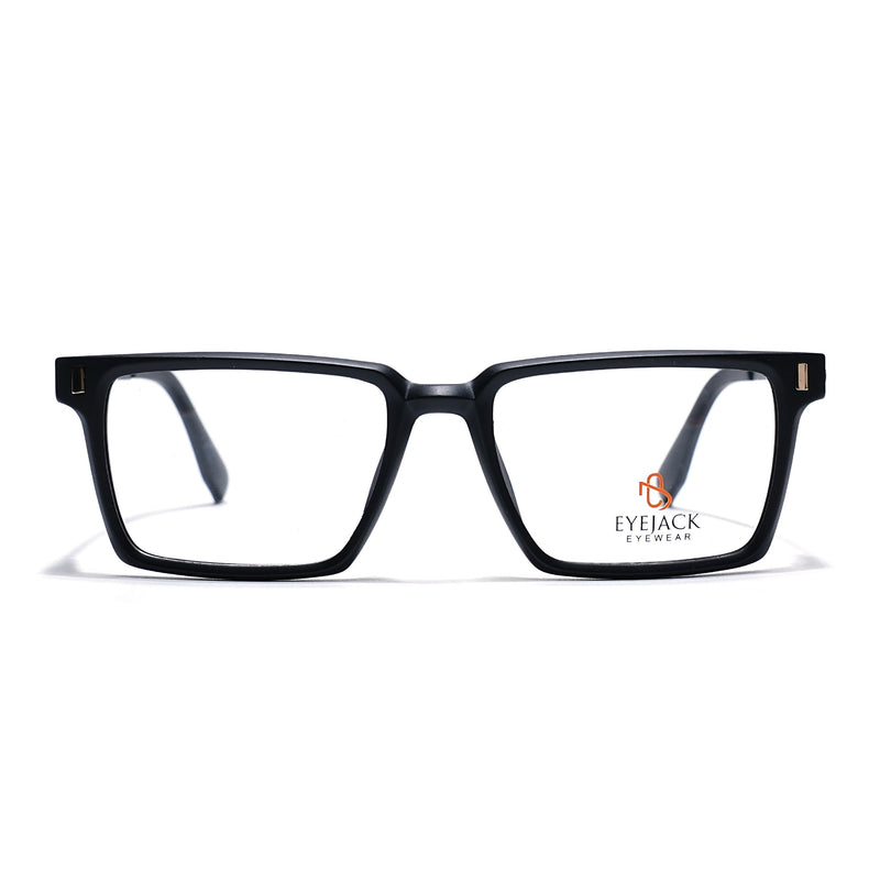 Eyejack Black Rectangle Eyeglasses for Men & Women (162001FCL2436)