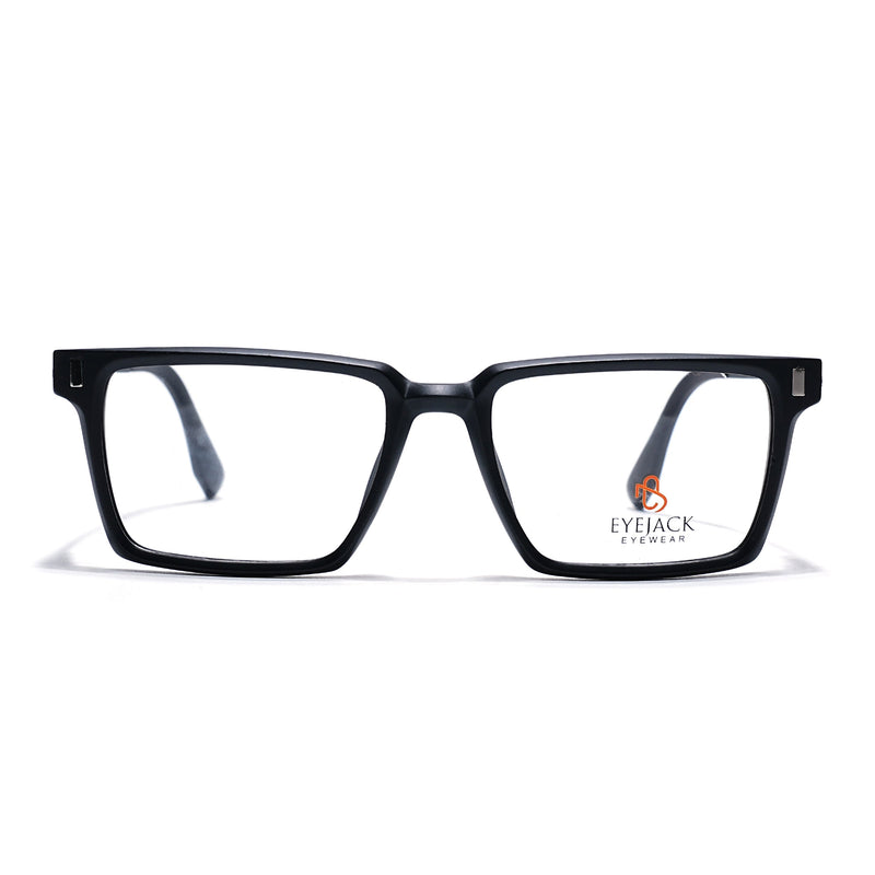 Eyejack Black Rectangle Eyeglasses for Men & Women (162001FCL2437)