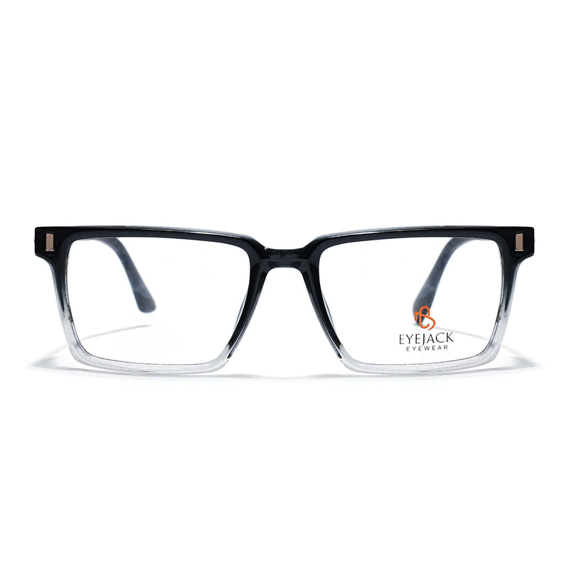 Eyejack Black & Transparent Rectangle Eyeglasses for Men & Women (162001FCL2439)