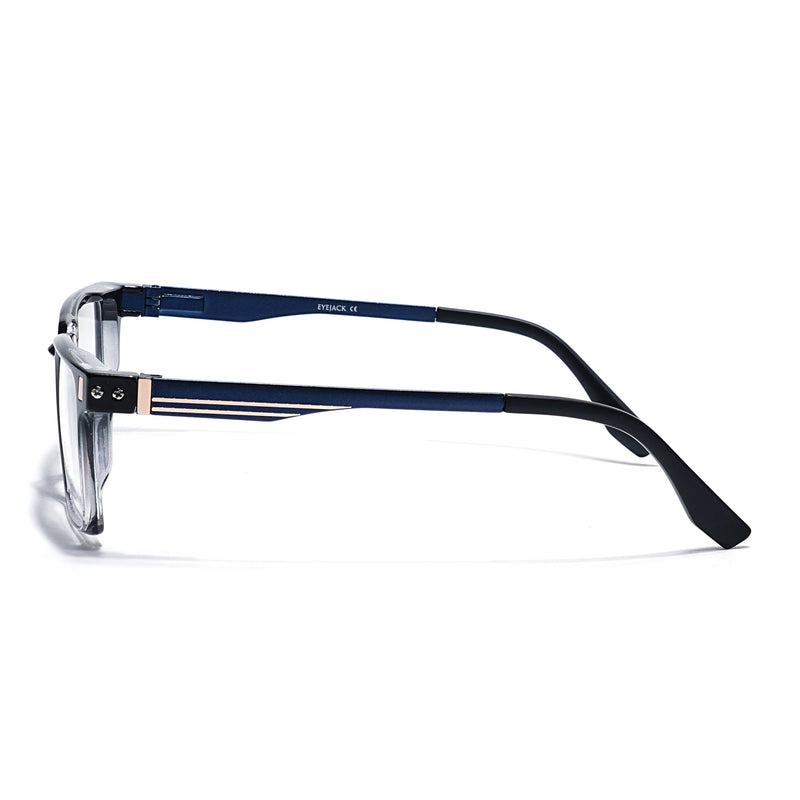Eyejack Black & Transparent Rectangle Eyeglasses for Men & Women (162001FCL2439)