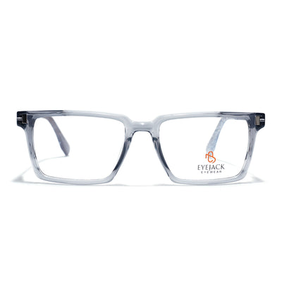 Eyejack Transparent Grey Rectangle Eyeglasses for Men & Women (162001FCL2441)