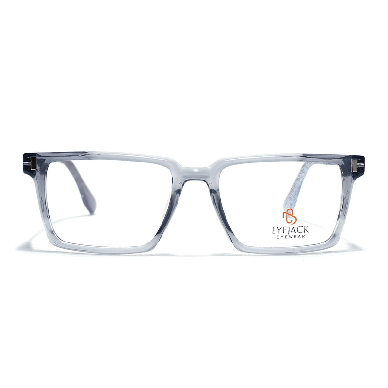 Eyejack Transparent Grey Rectangle Eyeglasses for Men & Women (162001FCL2441)