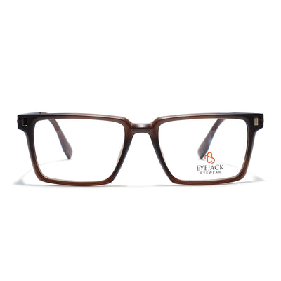 Eyejack Brown Rectangle Eyeglasses for Men & Women (162001FCL2445)