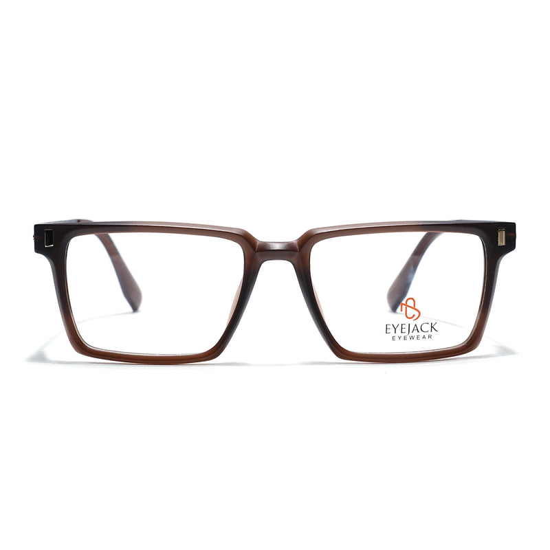 Eyejack Brown Rectangle Eyeglasses for Men & Women (162001FCL2445)
