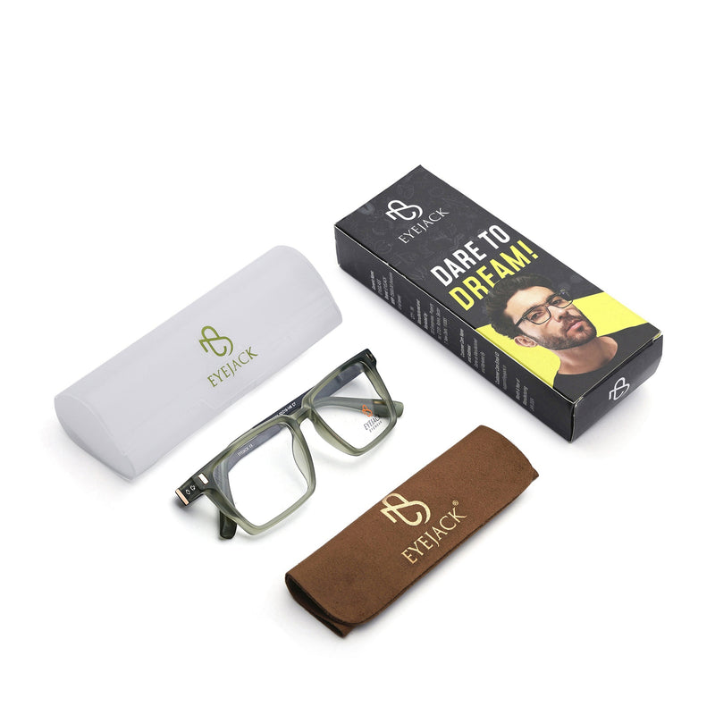 Eyejack Olive Rectangle Eyeglasses for Men & Women (162001FCL2446)