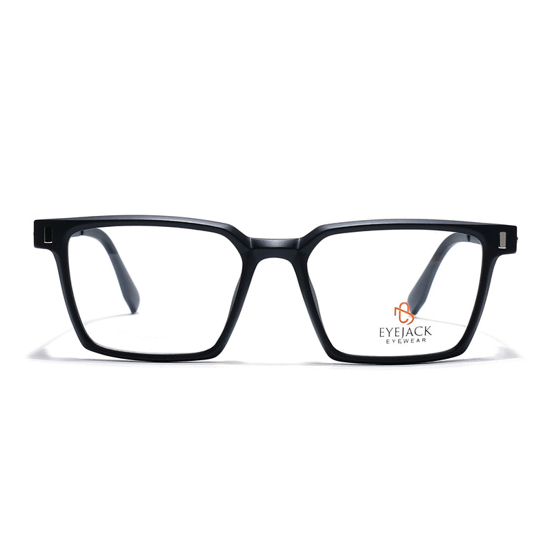 Eyejack Black Rectangle Eyeglasses for Men & Women (162002FCL2449)