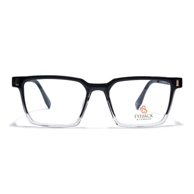 Eyejack Black & Transparent Rectangle Eyeglasses for Men & Women (162002FCL2451)