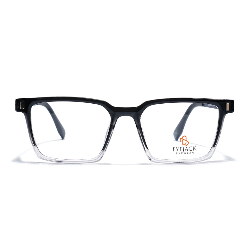 Eyejack Black & Transparent Rectangle Eyeglasses for Men & Women (162002FCL2451)