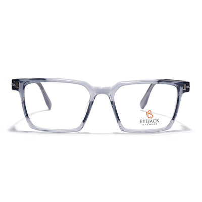 Eyejack Transparent Grey Rectangle Eyeglasses for Men & Women (162002FCL2453)