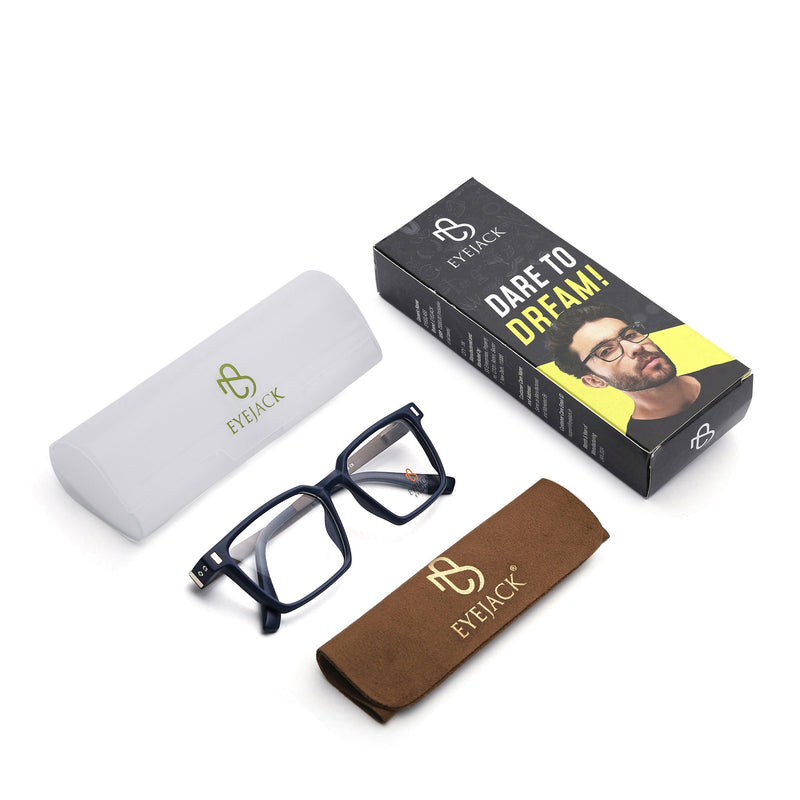 Eyejack Blue Rectangle Eyeglasses for Men & Women (162002FCL2454)