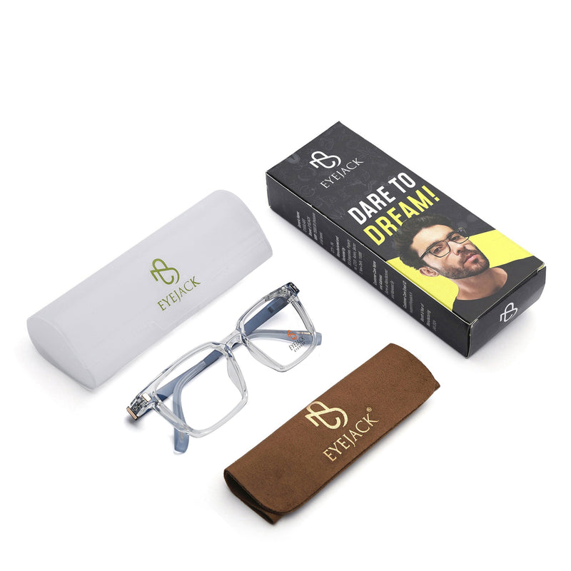 Eyejack Transparent Rectangle Eyeglasses for Men & Women (162002FCL2459)