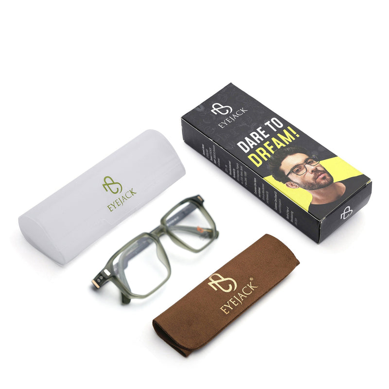 Eyejack Olive Wayfarer Eyeglasses for Men & Women (162003FCL2470)